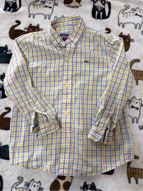 Vineyard Vines Yellow & Blue Plaid Button-Down Shirt